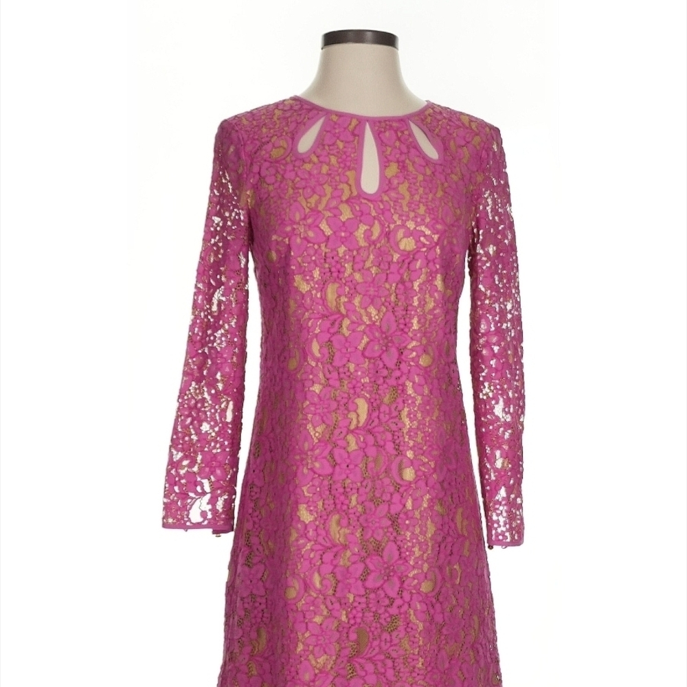 Juicy Couture Vibrant Pink Lace Long Sleeve Dress
